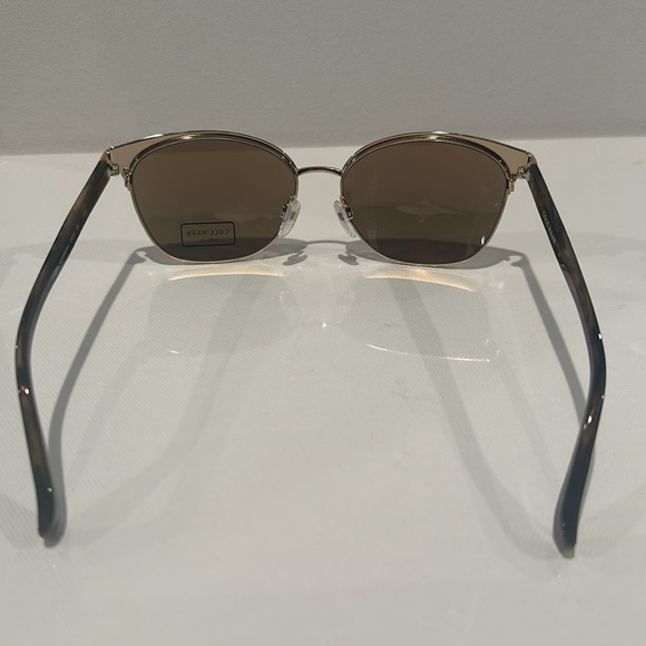 NWT Cole HAAN Unisex Designet Sunglasses with goldtone and brown rim 100% UV. - Picture 3 of 6